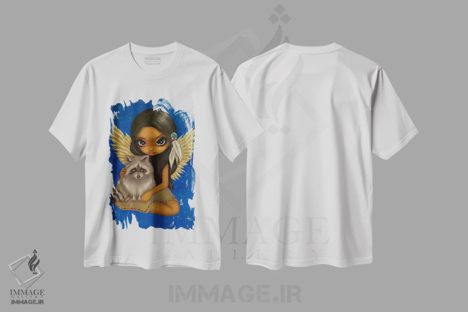 تیشرت سفید طرح دار برادر راکون، هنر فاخر معاصر اثر جزمین بکِت-گریفیت | فروشگاه ایماژ