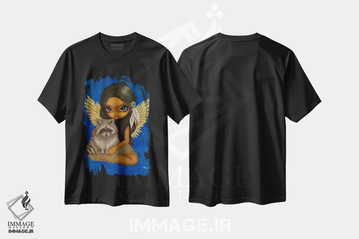 تیشرت مشکی طرح دار برادر راکون، هنر فاخر معاصر اثر جزمین بکِت-گریفیت | immage.ir