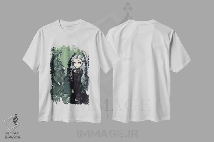 تیشرت سفید طرح دار فرشتگان های گیت، دکوراسیون جایگزین اثر جزمین بکِت-گریفیت | immage.ir