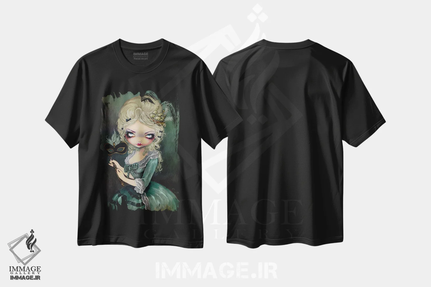 تیشرت مشکی طرح دار ماسه کراد ماری، دکوراسیون جایگزین اثر جزمین بکِت-گریفیت | فروشگاه ایماژ