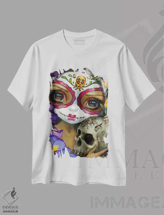 تیشرت سفید طرح دار میلاگروس لا کلاورا، دکوراسیون جایگزین اثر جزمین بکِت-گریفیت | فروشگاه ایماژ