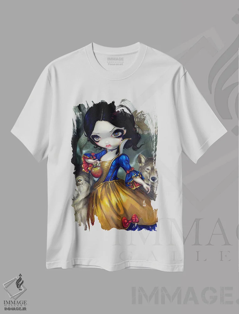 تیشرت سفید طرح دار گرگ نما سفیدبرفی، دکوراسیون جایگزین اثر جزمین بکِت-گریفیت | immage.ir