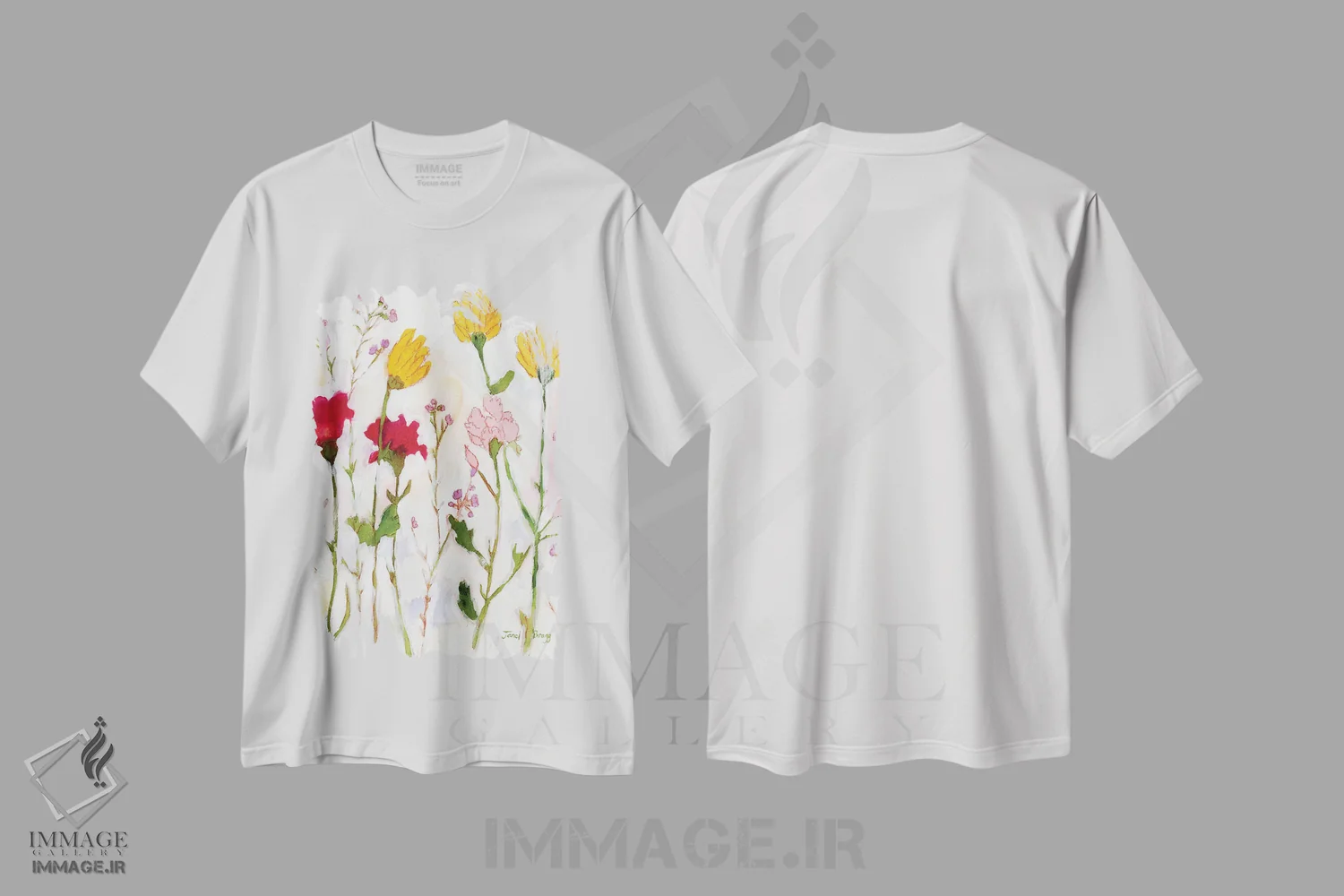 تیشرت سفید طرح دار گل ها از شیلی، تزئینی اثر جِنل براگ | immage.ir