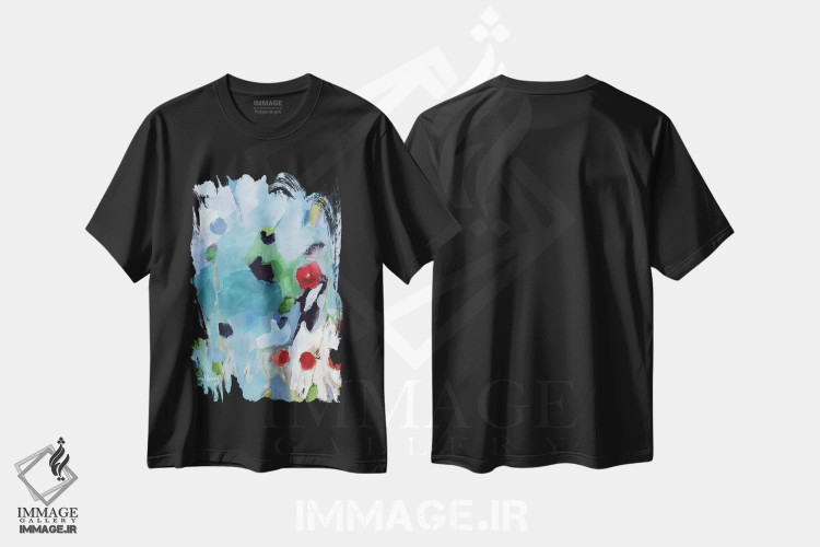 تیشرت مشکی طرح دار میوه گل رز در کریسمس، آبستره اثر جِنل براگ | فروشگاه ایماژ