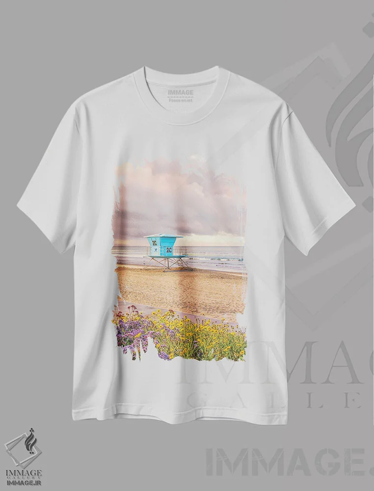تیشرت سفید طرح دار گل آرایی ساحل مرکزی کورونادو، مدیوم اثر جوزف اس. جیاکالونه | فروشگاه ایماژ