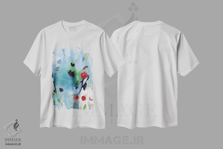 تیشرت سفید طرح دار میوه گل رز در کریسمس، آبستره اثر جِنل براگ | immage.ir