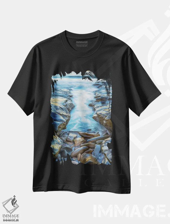 تیشرت مشکی طرح دار کانال به سوی دریا، مدیوم اثر جوزف اس. جیاکالونه | immage.ir