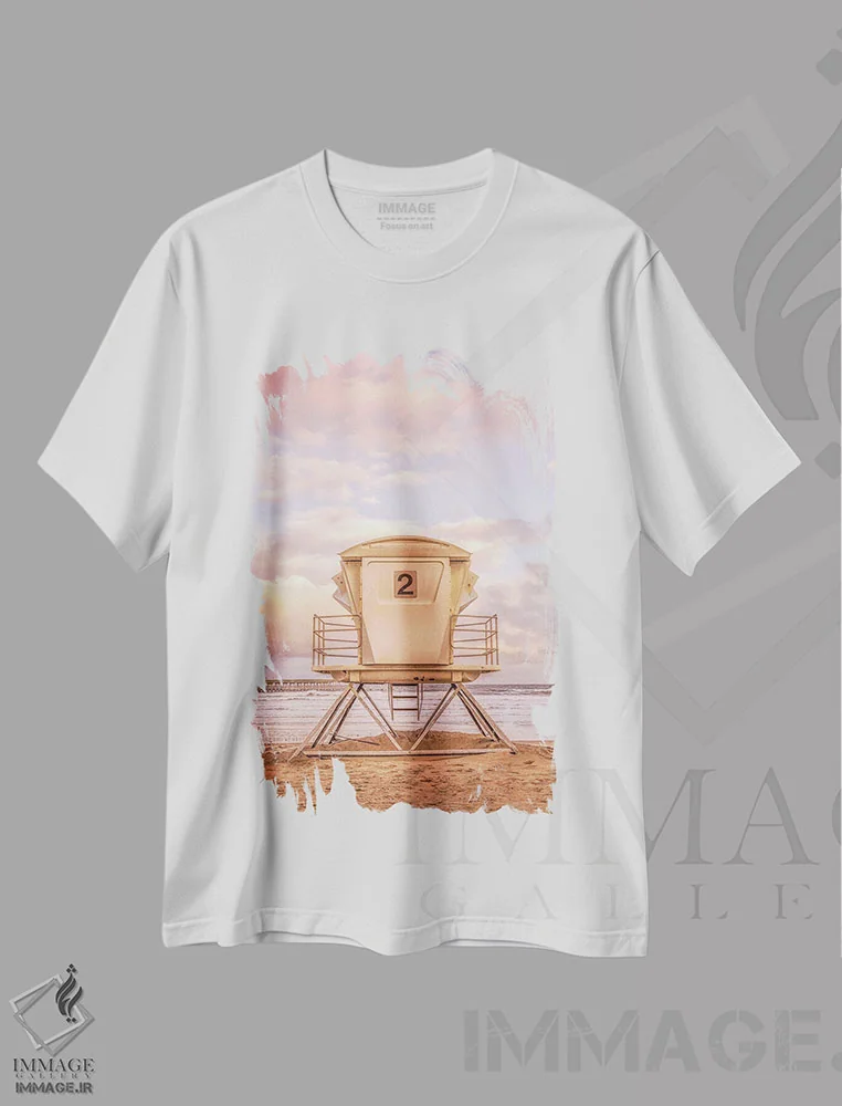 تیشرت سفید طرح دار سلام صبحگاهی از اوشن بیچ، مدیوم اثر جوزف اس. جیاکالونه | immage.ir