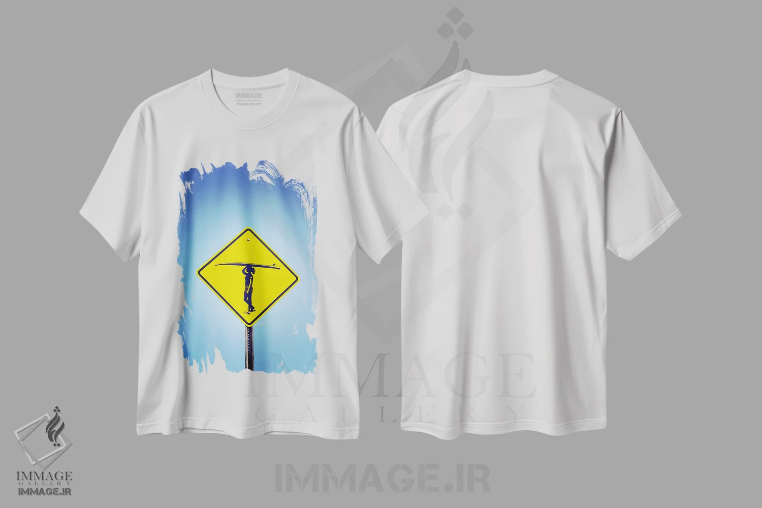 تیشرت سفید طرح دار دختر موج سوار به موج سواری ادامه بده، مدیوم اثر جوزف اس. جیاکالونه | immage.ir