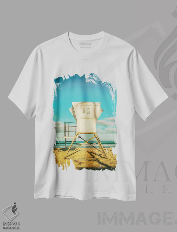 تیشرت سفید طرح دار San Diego,برج ۱۲ میشن بیچ، سن دیگو، مدیوم اثر جوزف اس. جیاکالونه | immage.ir