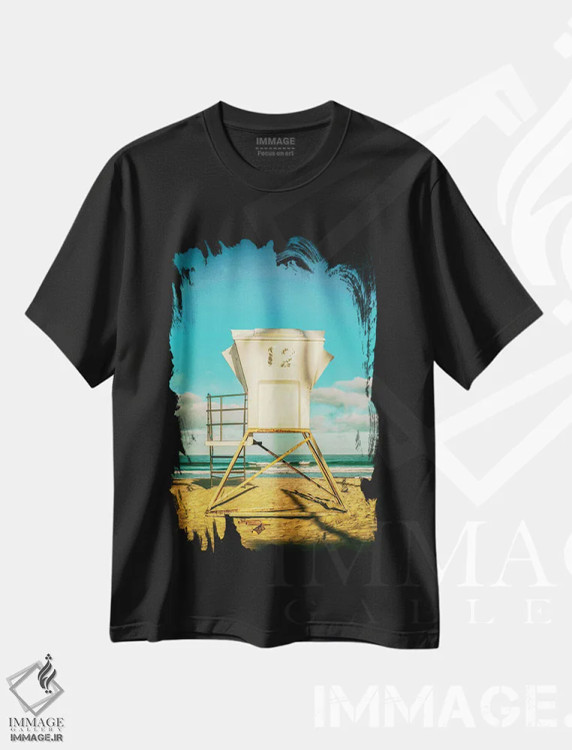 تیشرت مشکی طرح دار San Diego,برج ۱۲ میشن بیچ، سن دیگو، مدیوم اثر جوزف اس. جیاکالونه | فروشگاه ایماژ