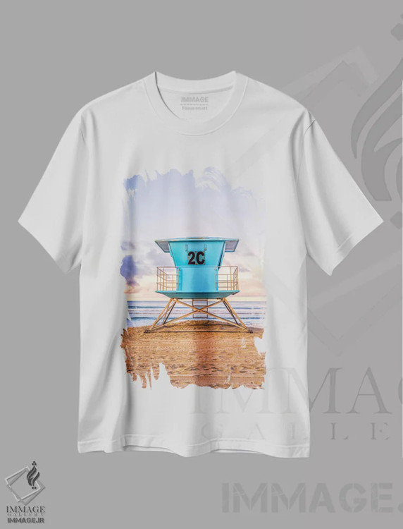 تیشرت سفید طرح دار ۲C در ساحل مرکزی کرونادو، مدیوم اثر جوزف اس. جیاکالونه | فروشگاه ایماژ