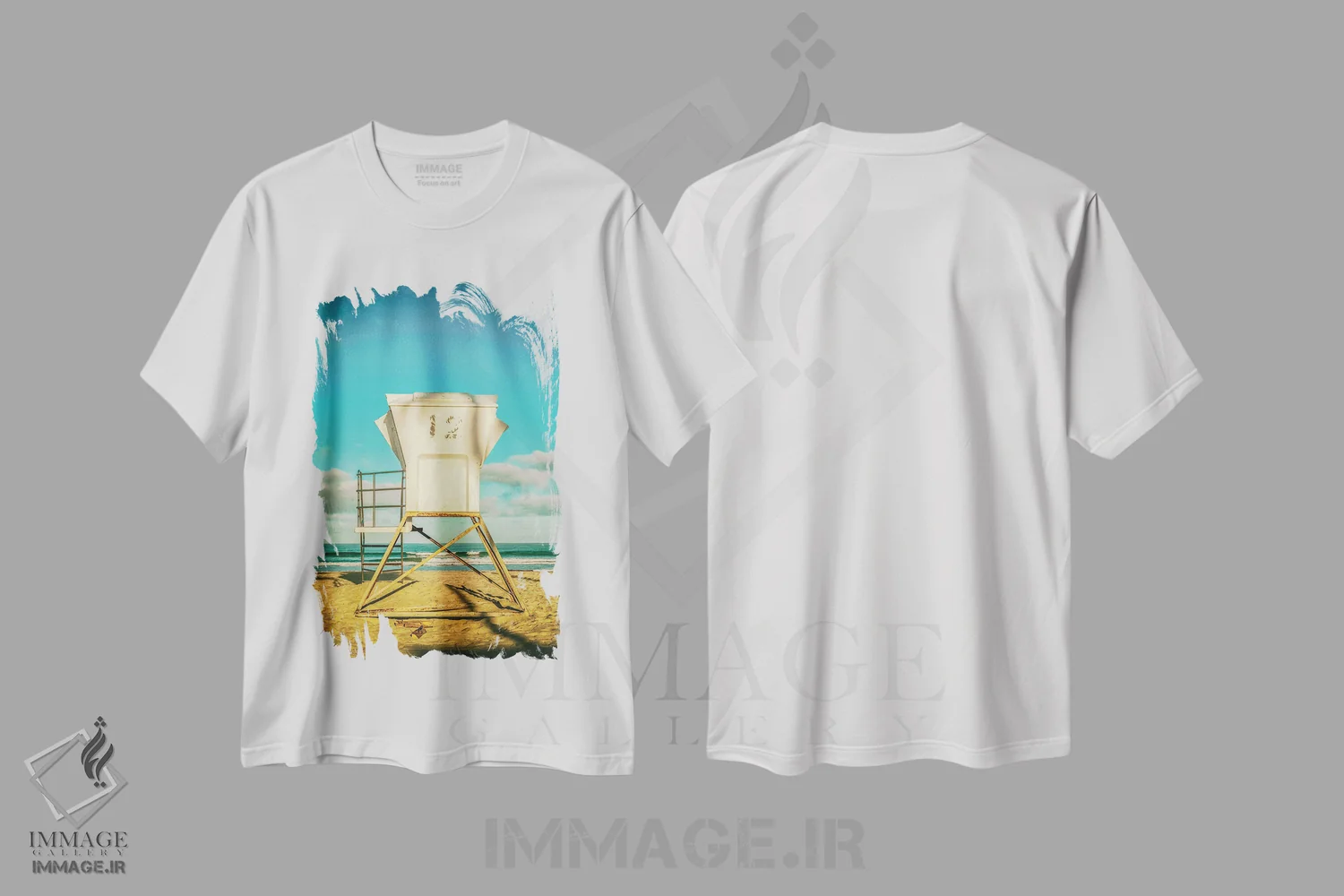 تیشرت سفید طرح دار San Diego,برج ۱۲ میشن بیچ، سن دیگو، مدیوم اثر جوزف اس. جیاکالونه | immage.ir