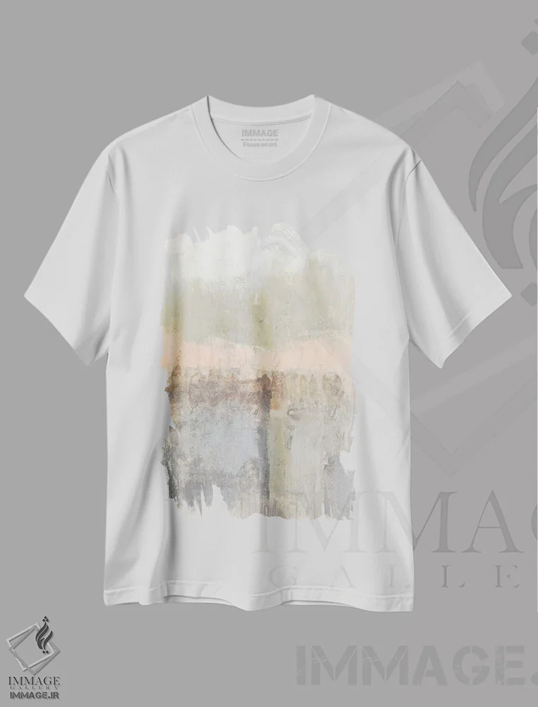 تیشرت سفید طرح دار خنثی های صورتی ملایم I، آبستره اثر جنیفر گلدبرگر | immage.ir