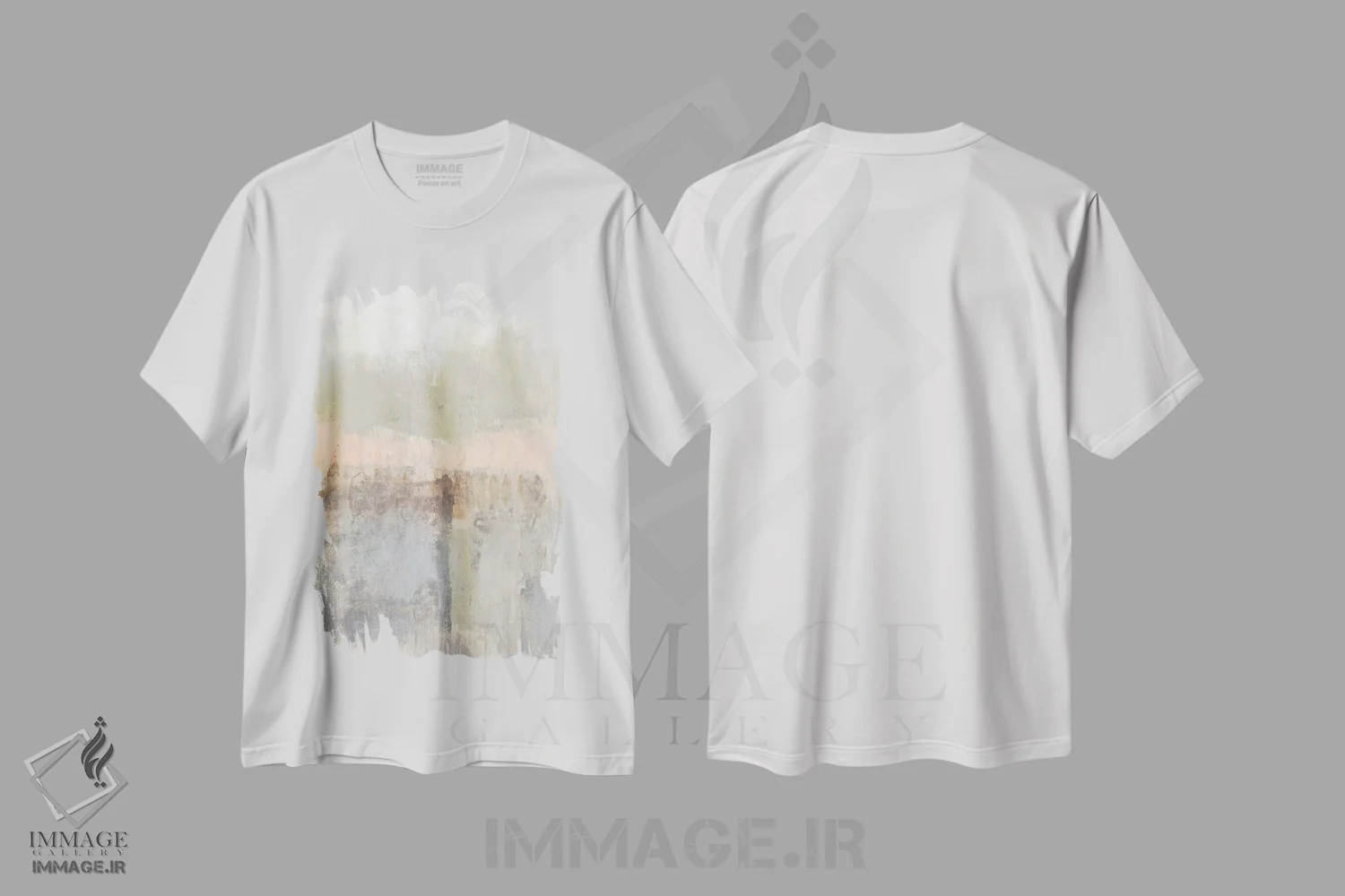 تیشرت سفید طرح دار خنثی های صورتی ملایم I، آبستره اثر جنیفر گلدبرگر | immage.ir