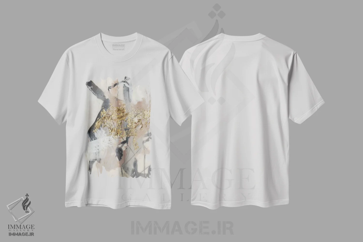تیشرت سفید طرح دار شفق طلایی I اثر جنیفر گلدبرگر | فروشگاه ایماژ