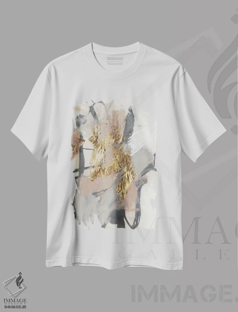 تیشرت سفید طرح دار شفق طلایی II اثر جنیفر گلدبرگر | immage.ir