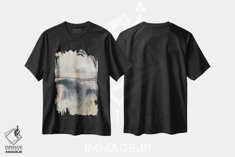 تیشرت مشکی طرح دار افق شفقی II، آبستره اثر جنیفر گلدبرگر | immage.ir