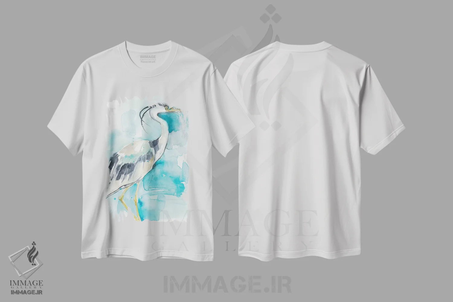 تیشرت سفید طرح دار پاشش حواصیل I، دکور ساحلی اثر جنیفر گلدبرگر | immage.ir