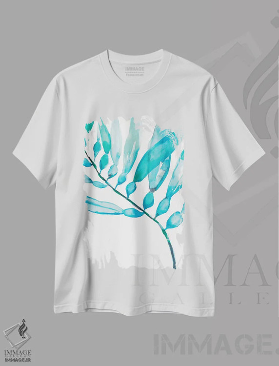 تیشرت سفید طرح دار جلبک آبرنگی II، تزئینی اثر جنیفر گلدبرگر | فروشگاه ایماژ