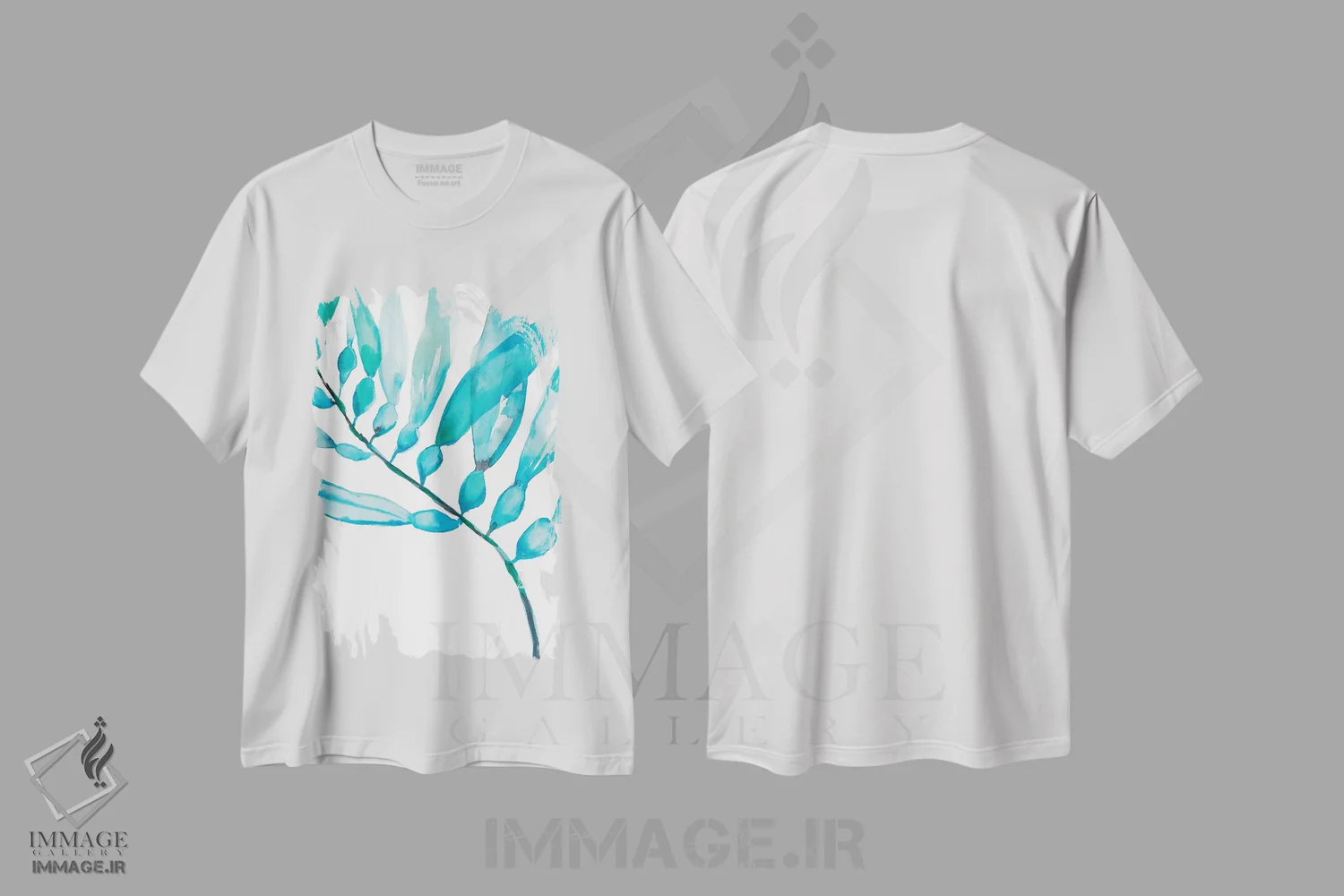 تیشرت سفید طرح دار جلبک آبرنگی II، تزئینی اثر جنیفر گلدبرگر | فروشگاه ایماژ