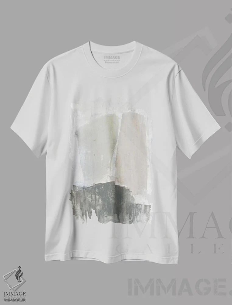 تیشرت سفید طرح دار اشکال مدرن ملایم II اثر جنیفر گلدبرگر | فروشگاه ایماژ