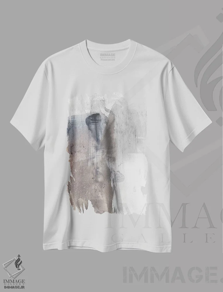 تیشرت سفید طرح دار شفق قهوه ای روشن II اثر جنیفر گلدبرگر | فروشگاه ایماژ