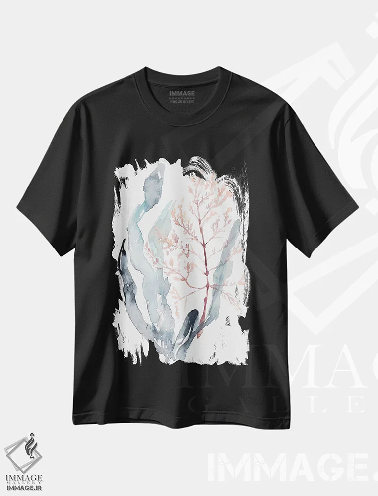 تیشرت مشکی طرح دار جلبک دریایی شیرین II، دکور ساحلی اثر جنیفر گلدبرگر | immage.ir