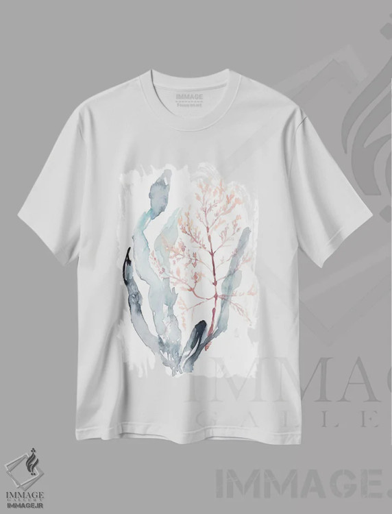 تیشرت سفید طرح دار جلبک دریایی شیرین II، دکور ساحلی اثر جنیفر گلدبرگر | فروشگاه ایماژ
