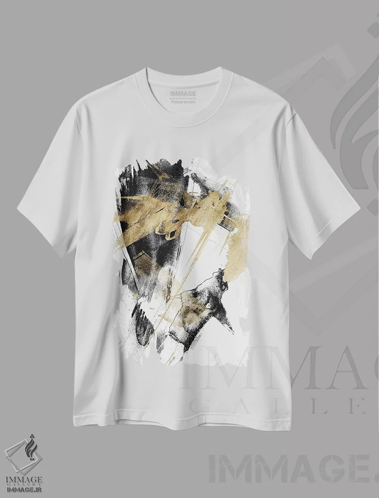تیشرت سفید طرح دار زرق و برق و سیاه I اثر جنیفر گلدبرگر | فروشگاه ایماژ