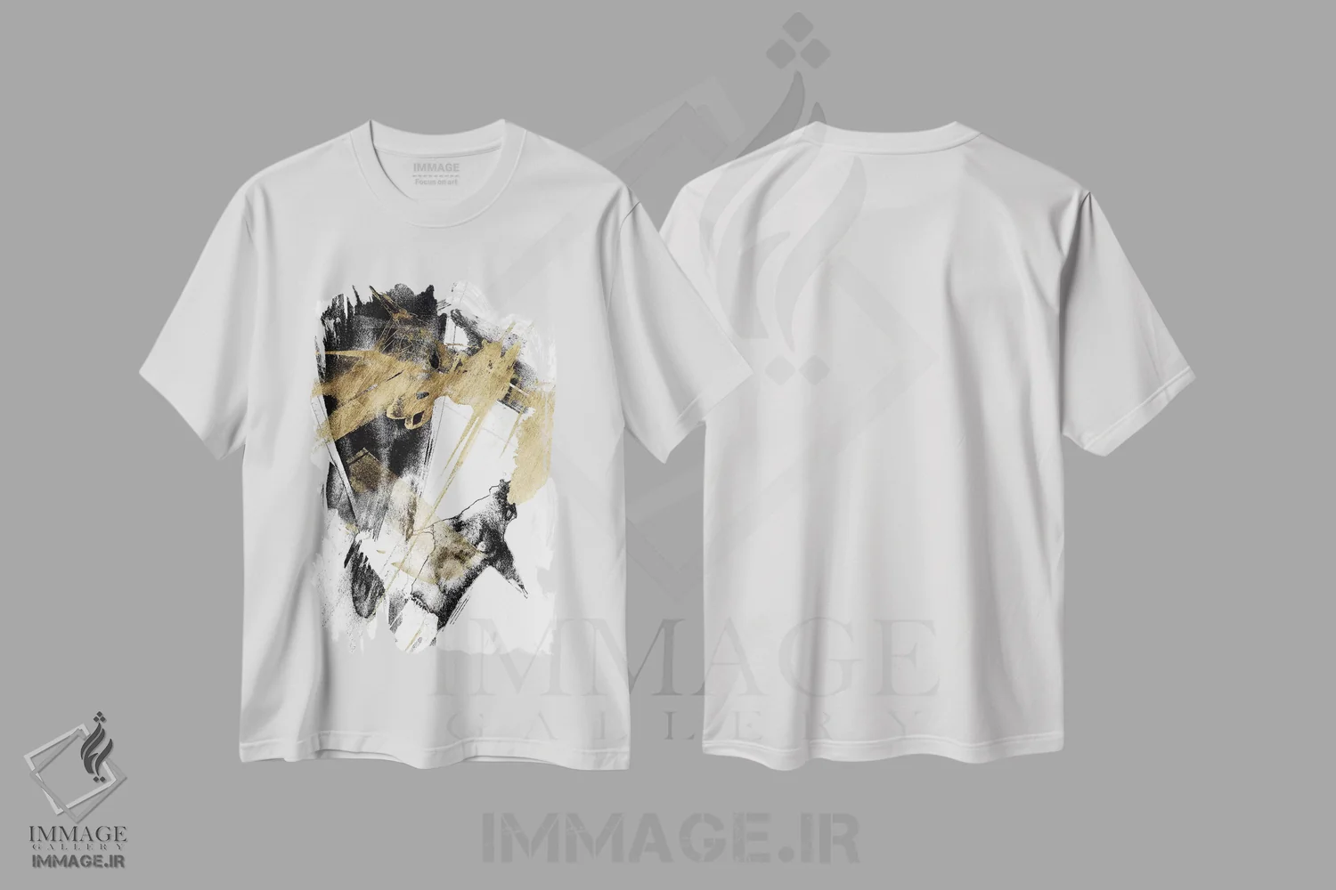 تیشرت سفید طرح دار زرق و برق و سیاه I اثر جنیفر گلدبرگر | فروشگاه ایماژ