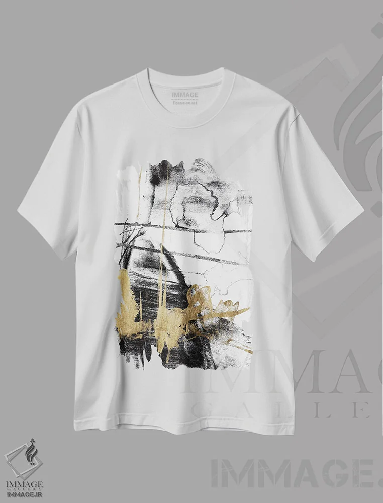 تیشرت سفید طرح دار زرق و برق و سیاه III اثر جنیفر گلدبرگر | فروشگاه ایماژ