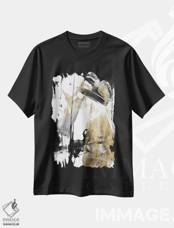 تیشرت مشکی طرح دار زرق و برق و سیاه II اثر جنیفر گلدبرگر | فروشگاه ایماژ