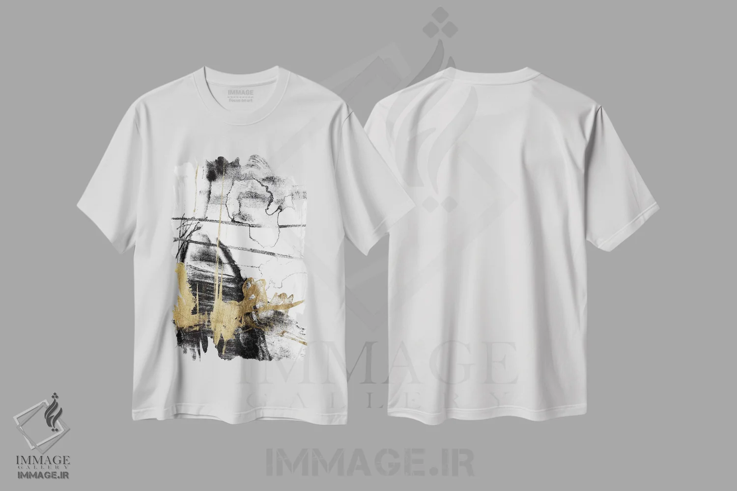 تیشرت سفید طرح دار زرق و برق و سیاه III اثر جنیفر گلدبرگر | فروشگاه ایماژ