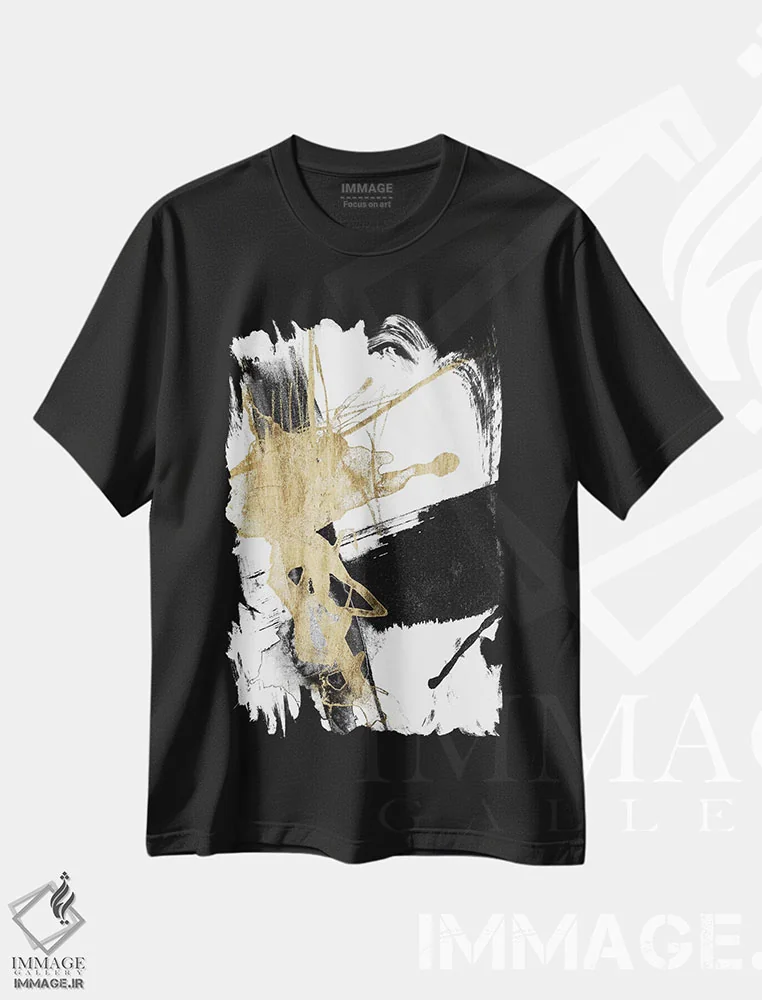 تیشرت مشکی طرح دار زرق و برق و سیاه VI اثر جنیفر گلدبرگر | فروشگاه ایماژ