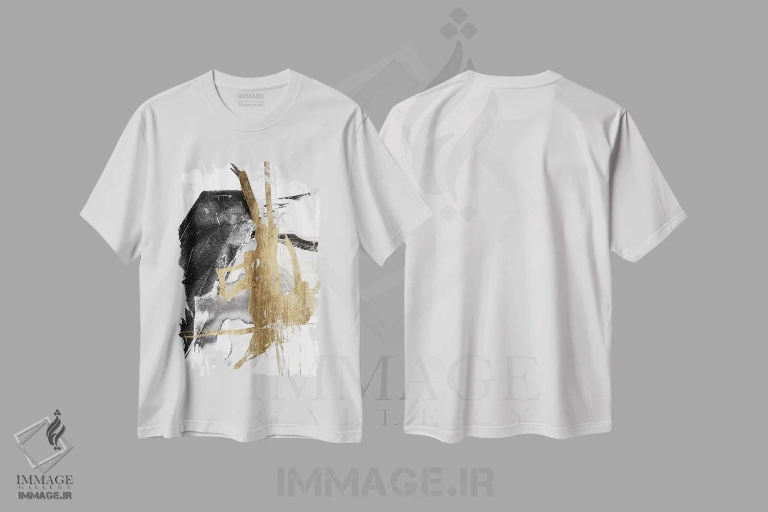 تیشرت سفید طرح دار زرق و برق و سیاه V اثر جنیفر گلدبرگر | فروشگاه ایماژ