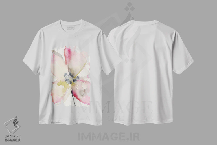تیشرت سفید طرح دار گلبرگ های سرخابی II، دکور معاصر اثر جنیفر گلدبرگر | immage.ir