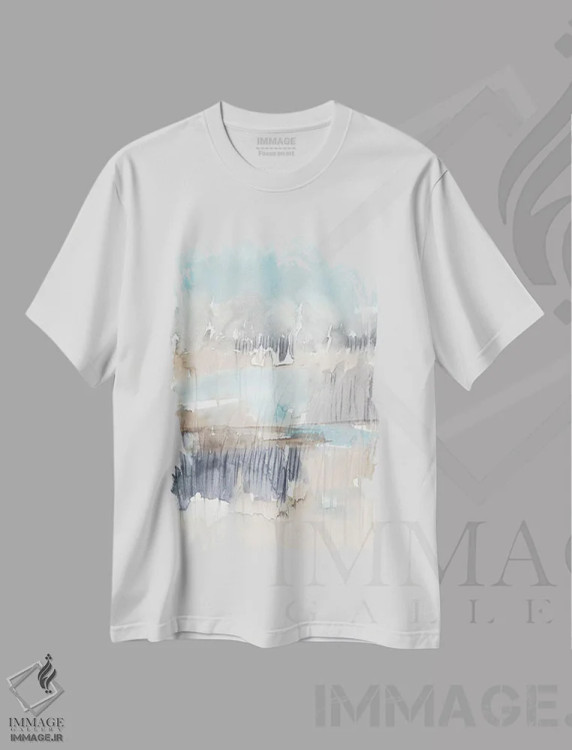 تیشرت سفید طرح دار باتلاق آسمان II اثر جنیفر گلدبرگر | فروشگاه ایماژ