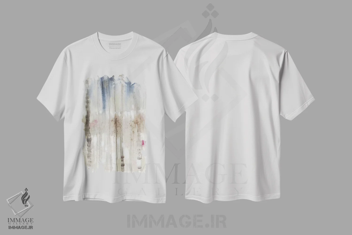 تیشرت سفید طرح دار خط بیدار ملایم I، آبستره اثر جنیفر گلدبرگر | immage.ir