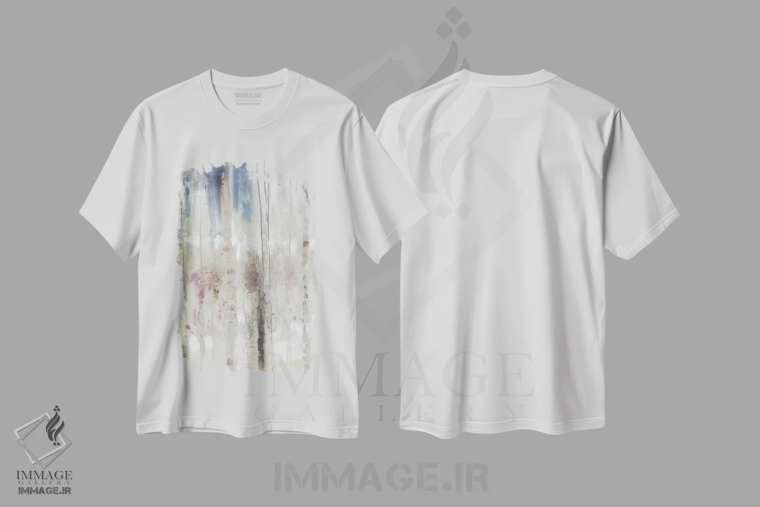 تیشرت سفید طرح دار خط بیدار ملایم II، آبستره اثر جنیفر گلدبرگر | فروشگاه ایماژ