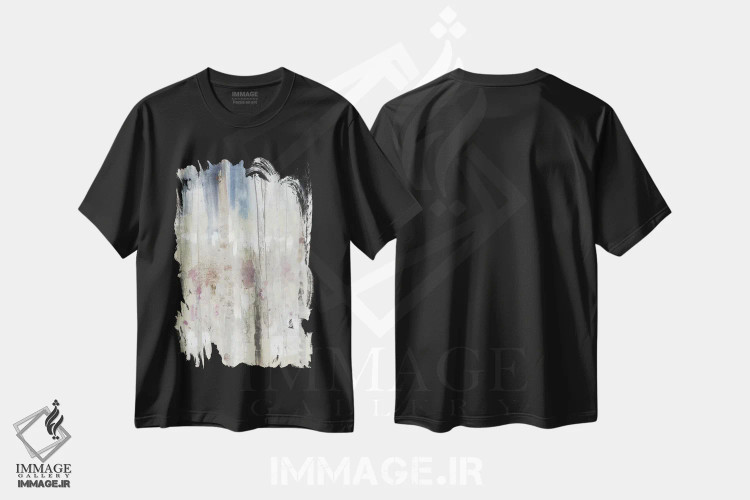 تیشرت مشکی طرح دار خط بیدار ملایم II، آبستره اثر جنیفر گلدبرگر | immage.ir