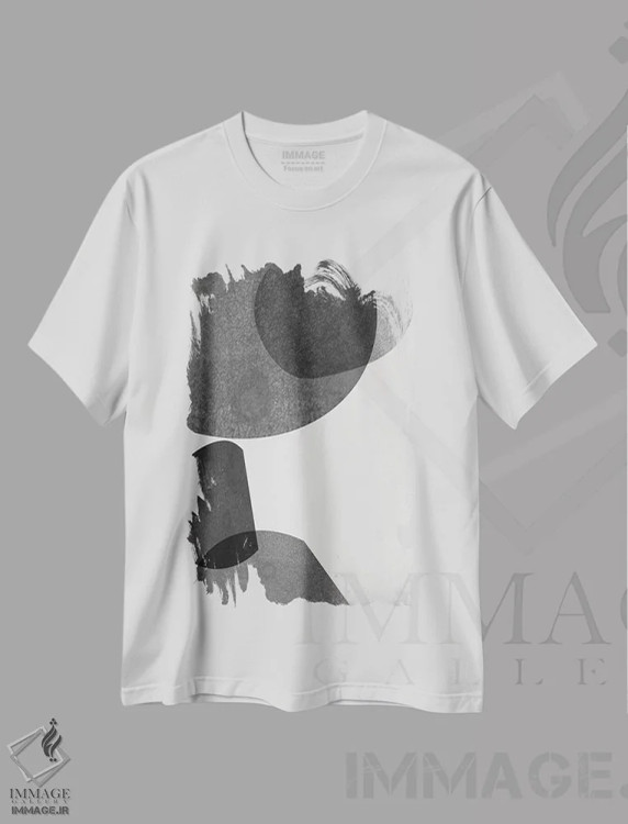 تیشرت سفید طرح دار اشکال خاکستری I اثر جنیفر گلدبرگر | فروشگاه ایماژ
