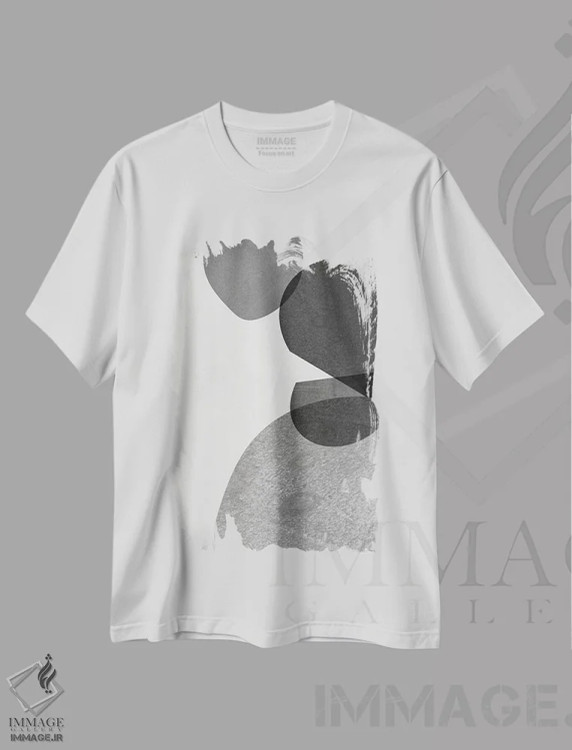تیشرت سفید طرح دار اشکال خاکستری IV اثر جنیفر گلدبرگر | فروشگاه ایماژ