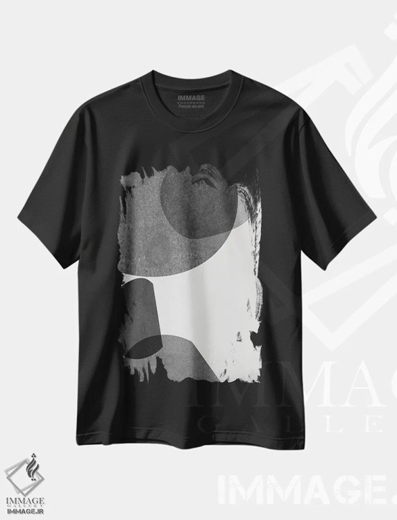 تیشرت مشکی طرح دار اشکال خاکستری I اثر جنیفر گلدبرگر | immage.ir