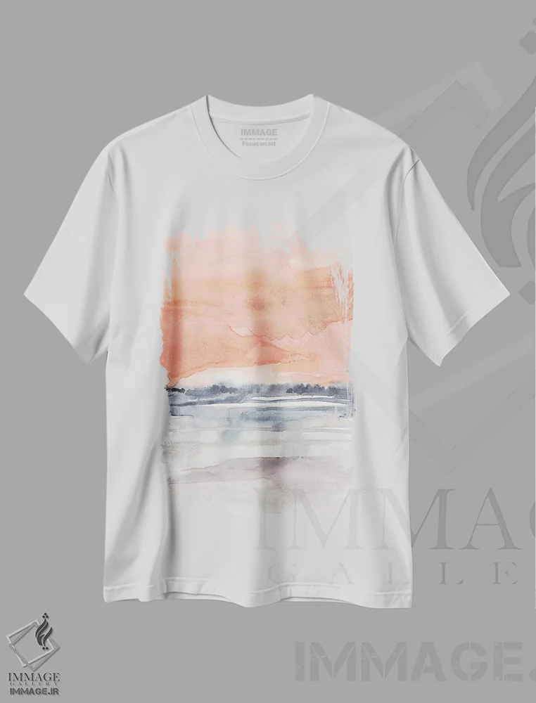 تیشرت سفید طرح دار آسمان مرجانی I اثر جنیفر گلدبرگر | immage.ir