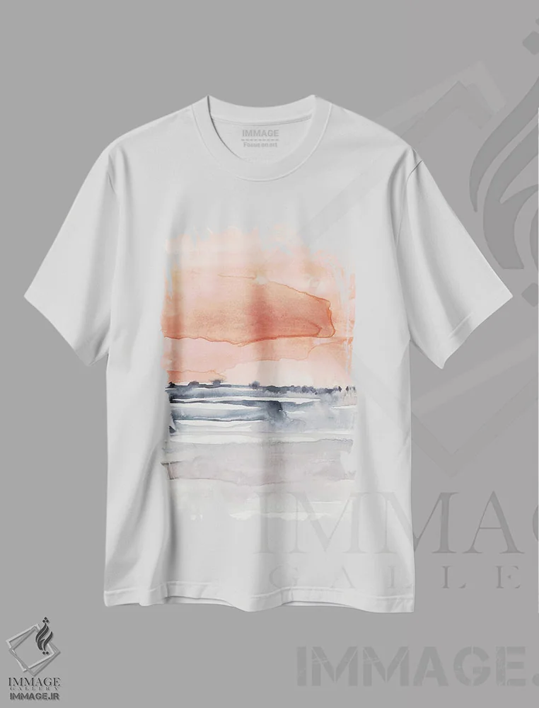 تیشرت سفید طرح دار آسمان مرجانی II اثر جنیفر گلدبرگر | فروشگاه ایماژ