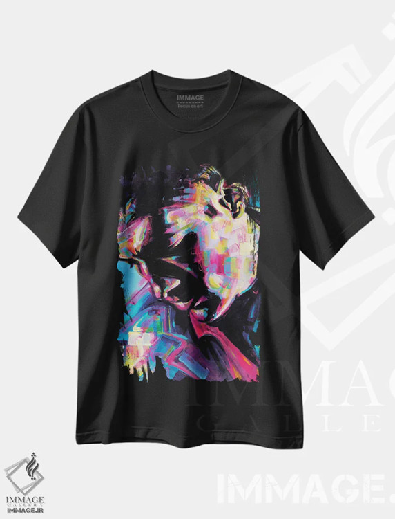 تیشرت مشکی طرح دار ژست گیر، هنر فاخر معاصر اثر جیمز گری | فروشگاه ایماژ