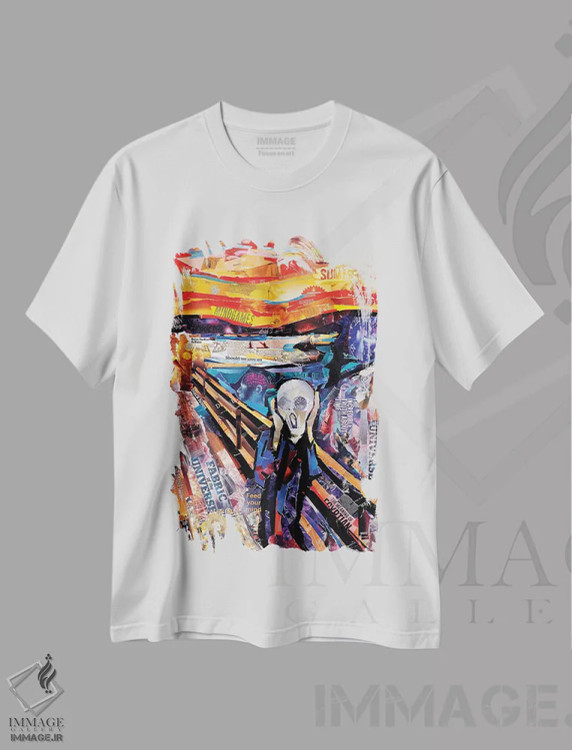 تیشرت سفید طرح دار جیغ، هنر فاخر معاصر اثر جیمز گری | فروشگاه ایماژ