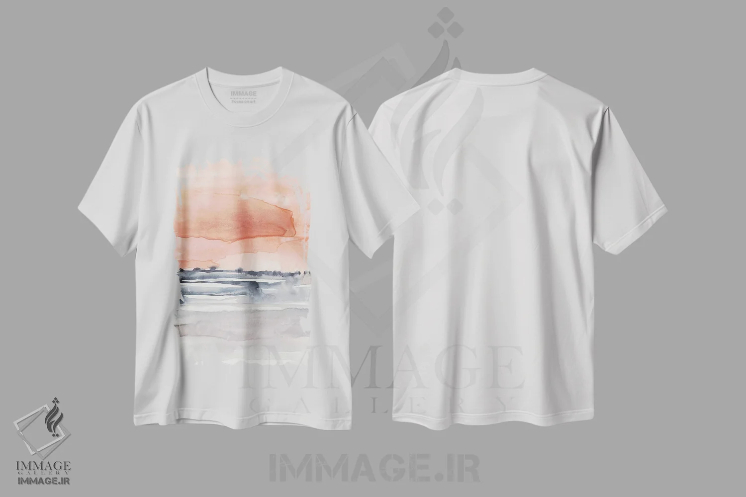 تیشرت سفید طرح دار آسمان مرجانی II اثر جنیفر گلدبرگر | فروشگاه ایماژ