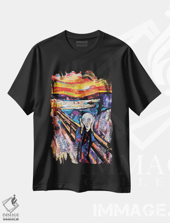 تیشرت مشکی طرح دار جیغ، هنر فاخر معاصر اثر جیمز گری | immage.ir